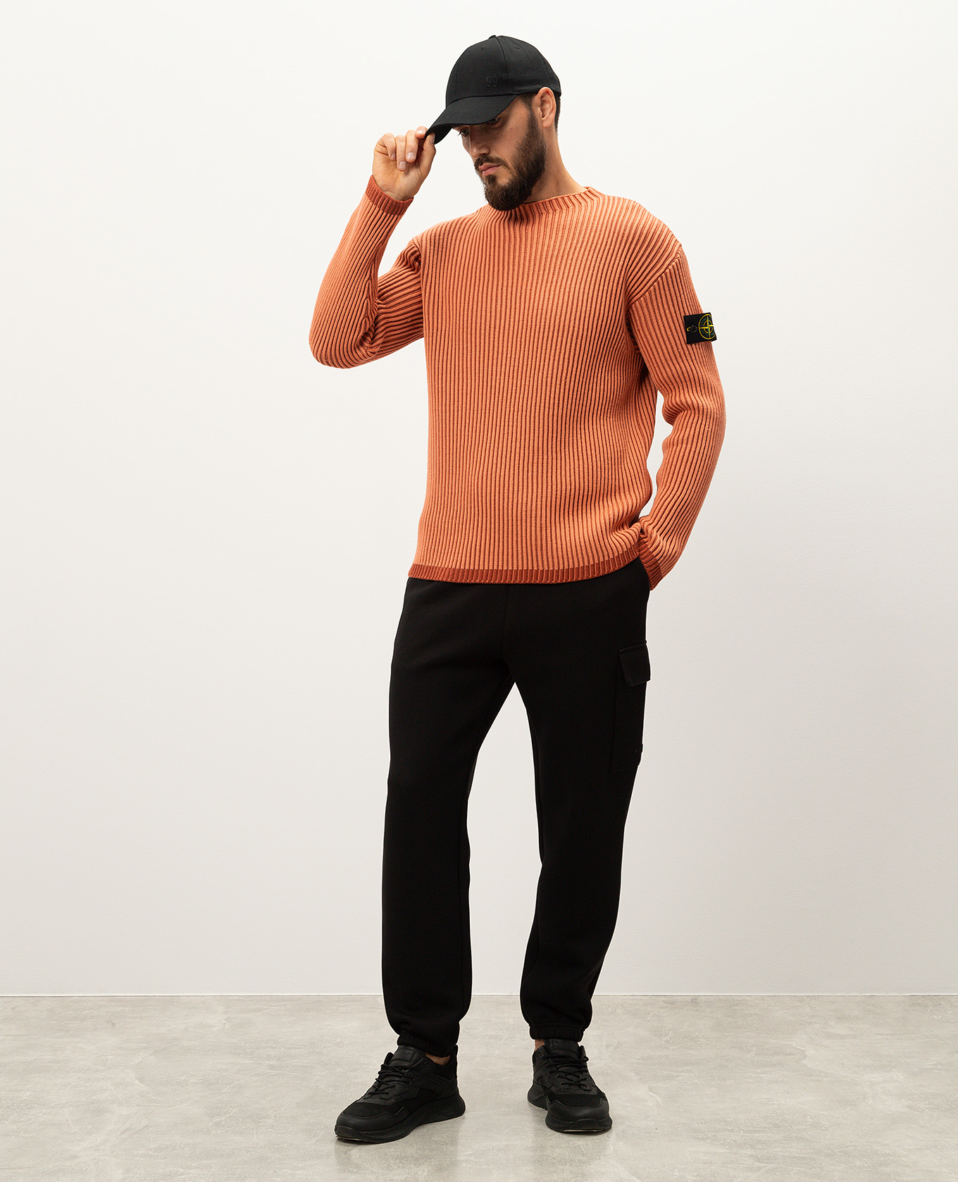 Stone Island - Оранжевый свитер из шерсти с логотипом 8115532C1