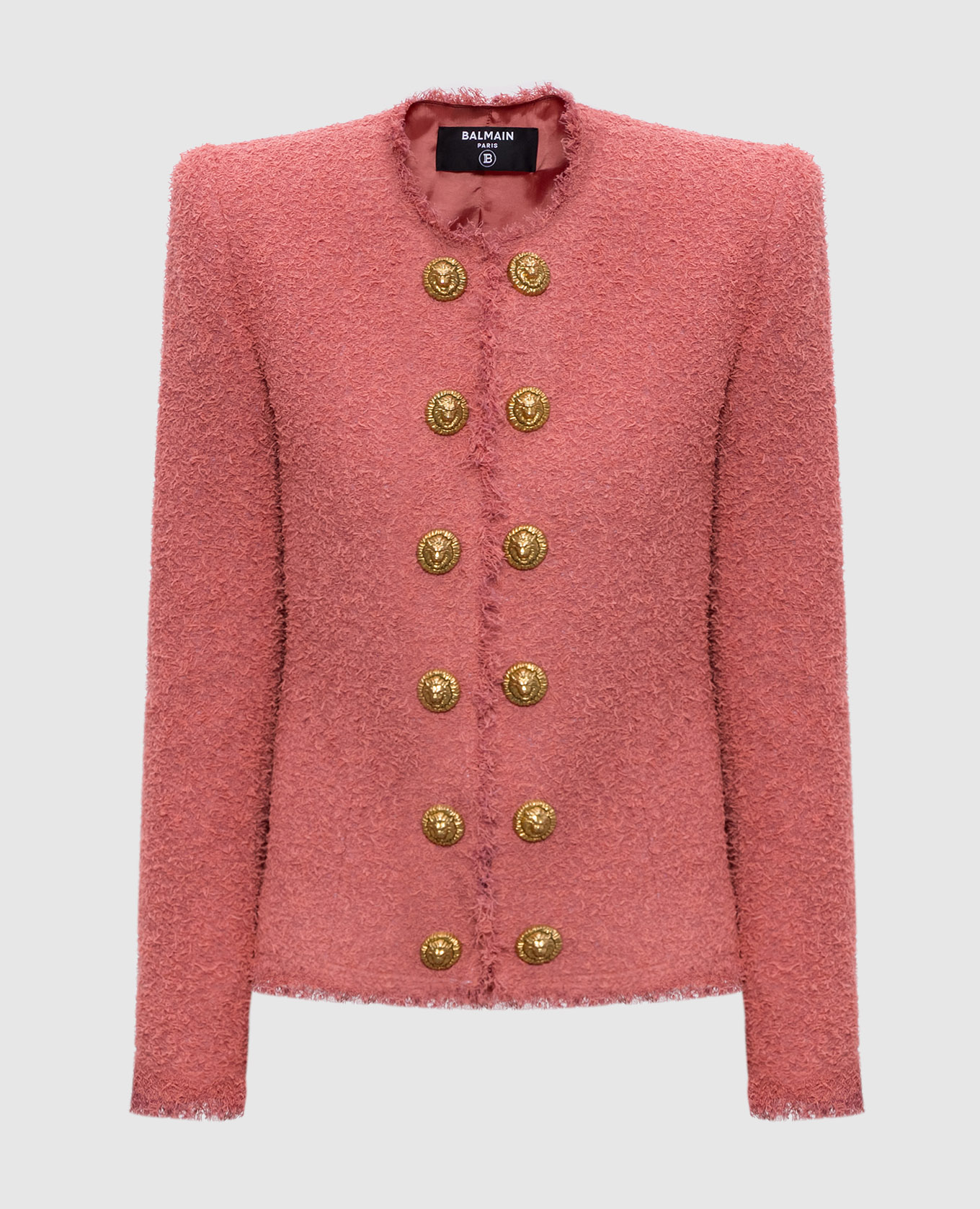 Balmain - Розовый твидовый жакет с шерстью GF0SM508WD60 купить в