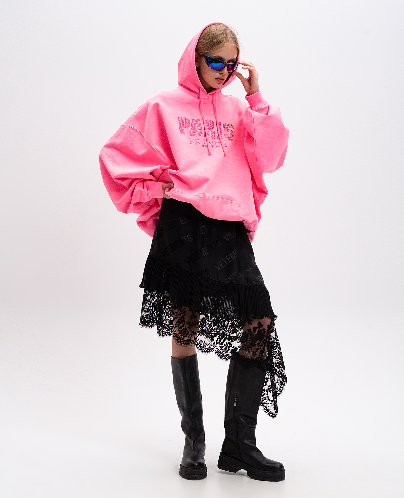 Vetements - Розовые худи с кристаллами UA65HD590P купить в Symbol