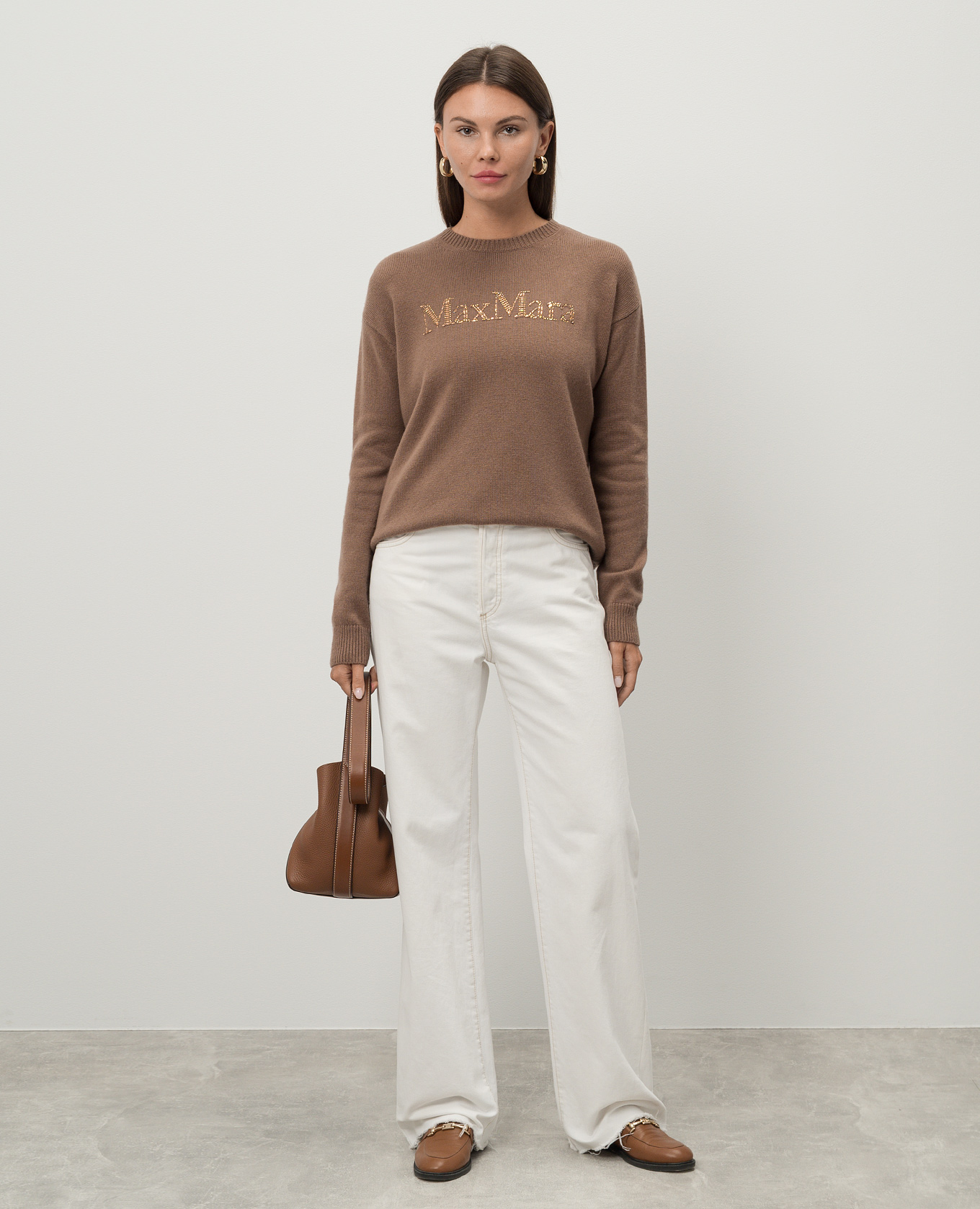希少　OVERSTAYER M-A-S MODEL8101 Max Mara - Коричневый свитер KASSEL из шерсти и кашемира с