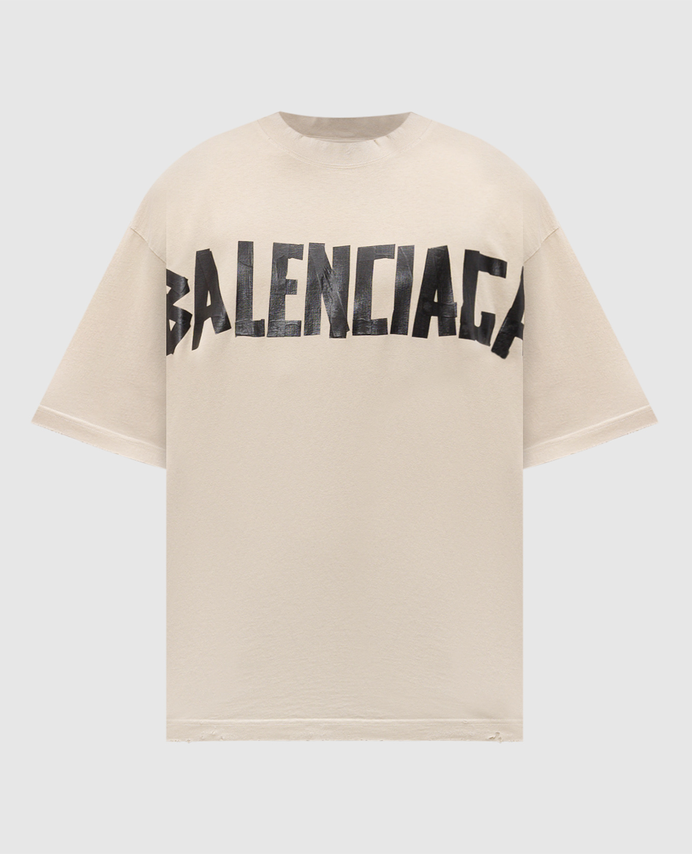 Balenciaga - Бежевая футболка Tape Type 764235TSVK1 купить в Symbol