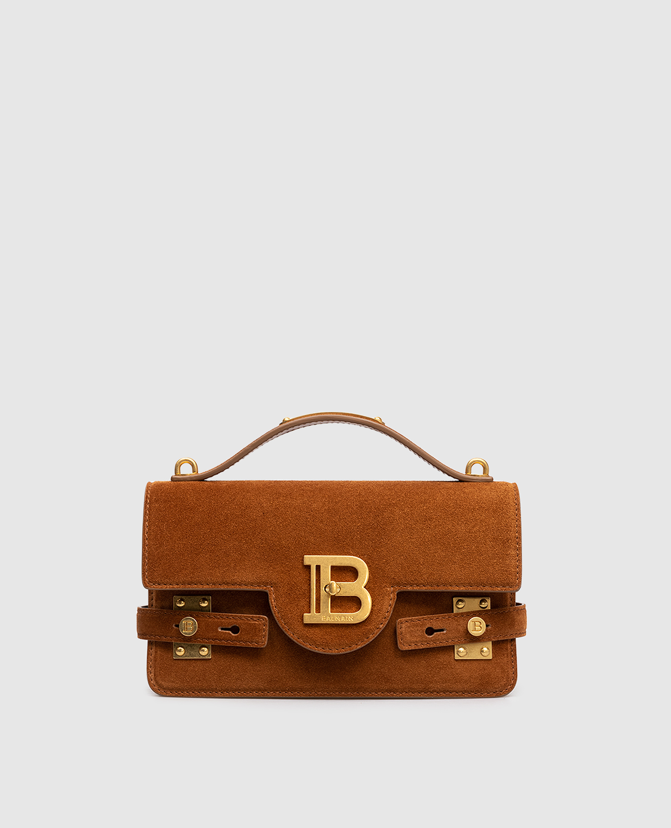 Balmain - Коричневая замшевая сумка B-Buzz Shoulder 24
