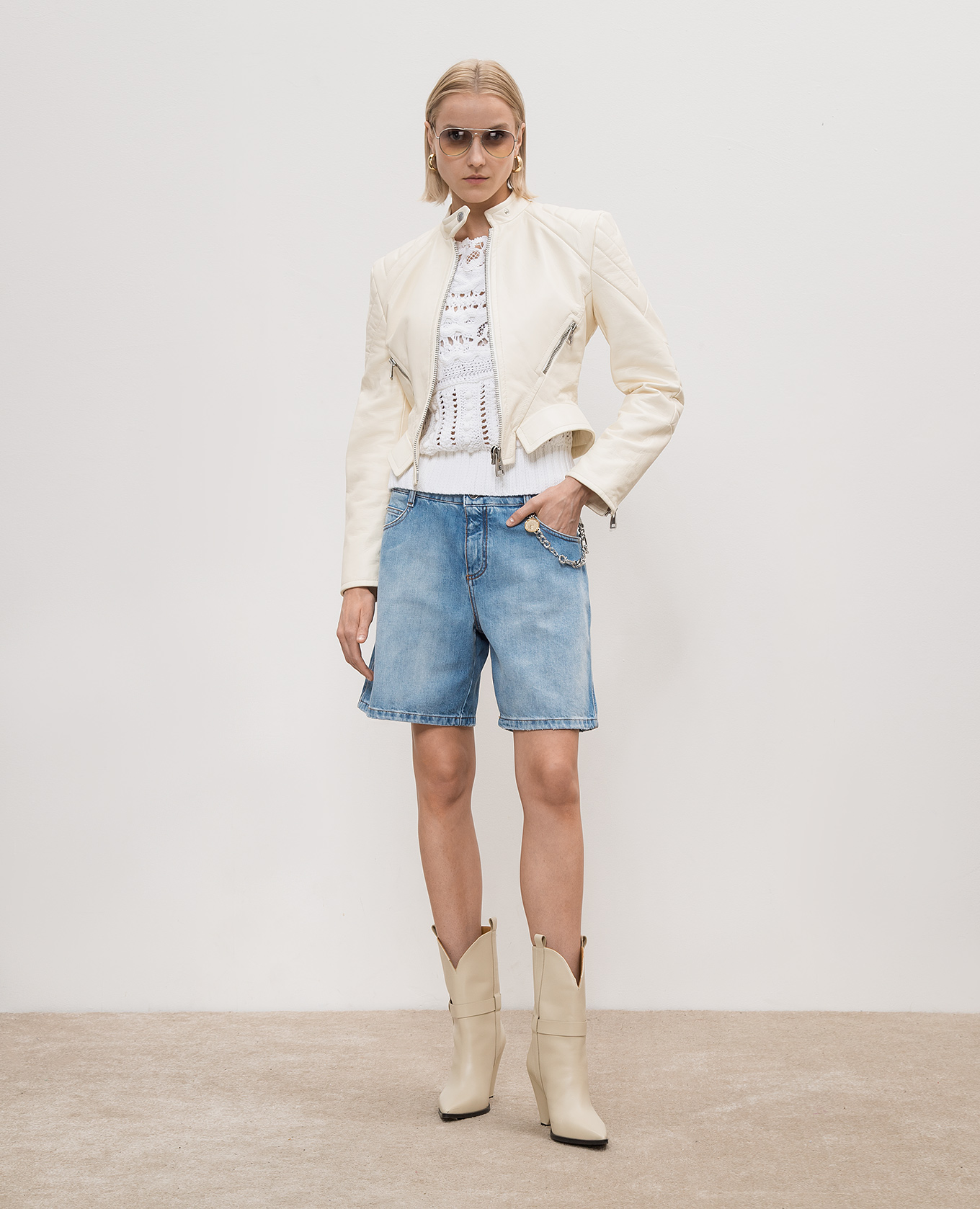 Ermanno Scervino - Белая кожаная куртка D440D321VKP купить в Symbol