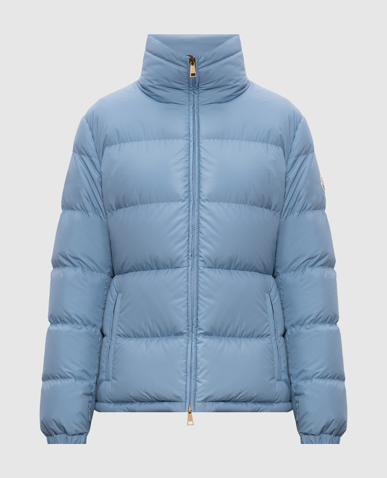 Moncler - Голубая пуховая куртка с нашивкой логотипа