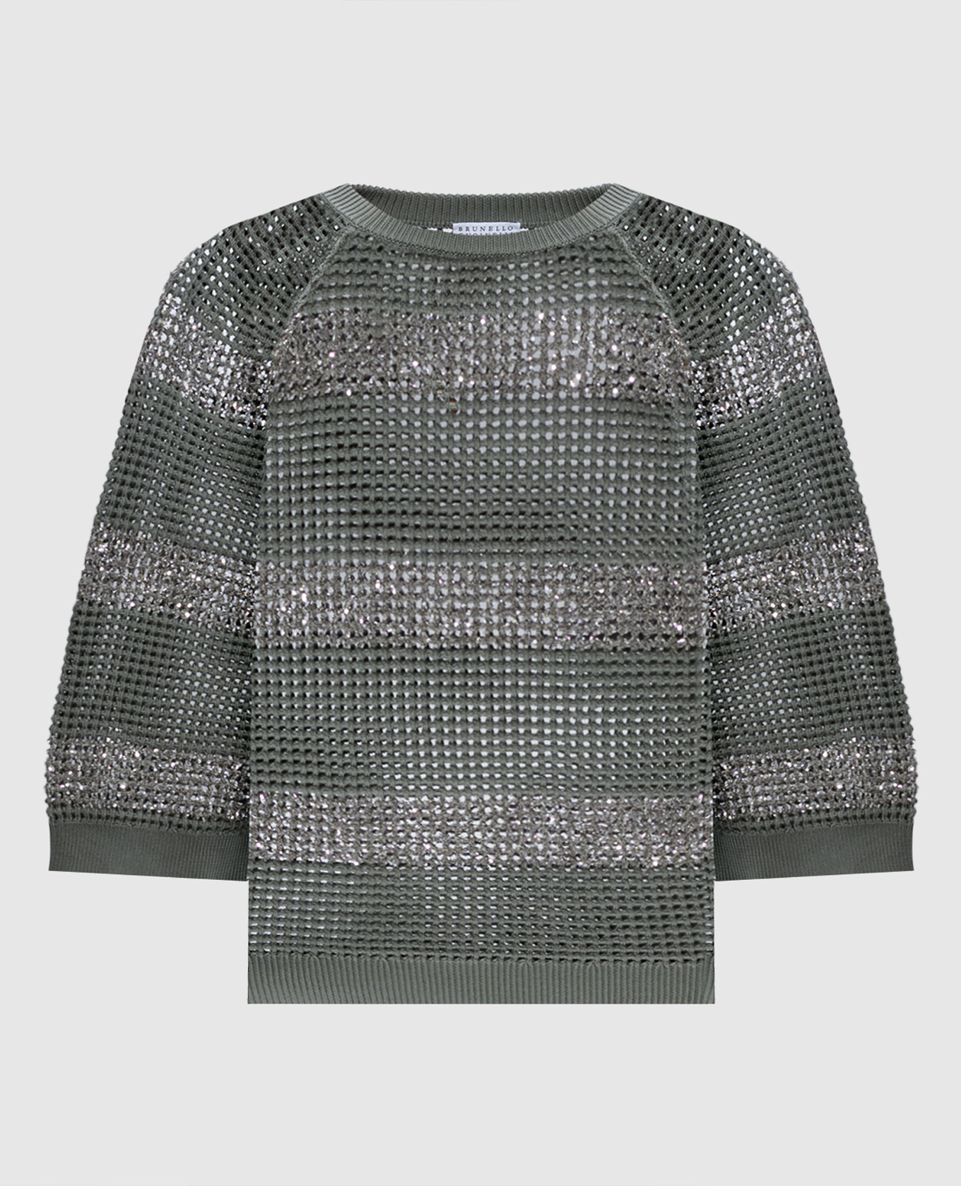 Brunello Cucinelli - Зеленый ажурный джемпер с пайетками M58772800